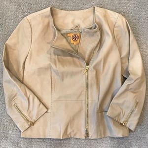 Tory Burch Leather Zip Up Jacket Size 8